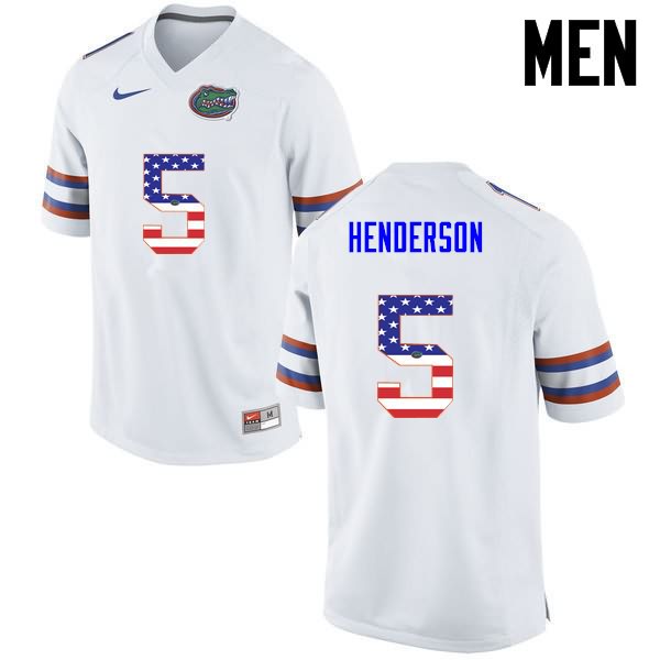 NCAA Florida Gators CJ Henderson Men's #5 USA Flag Fashion Nike White Stitched Authentic College Football Jersey BTG8664FX